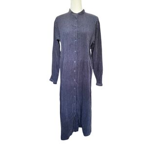 Vintage L.L. Bean Blue Corduroy Button-Down Dress Size 14